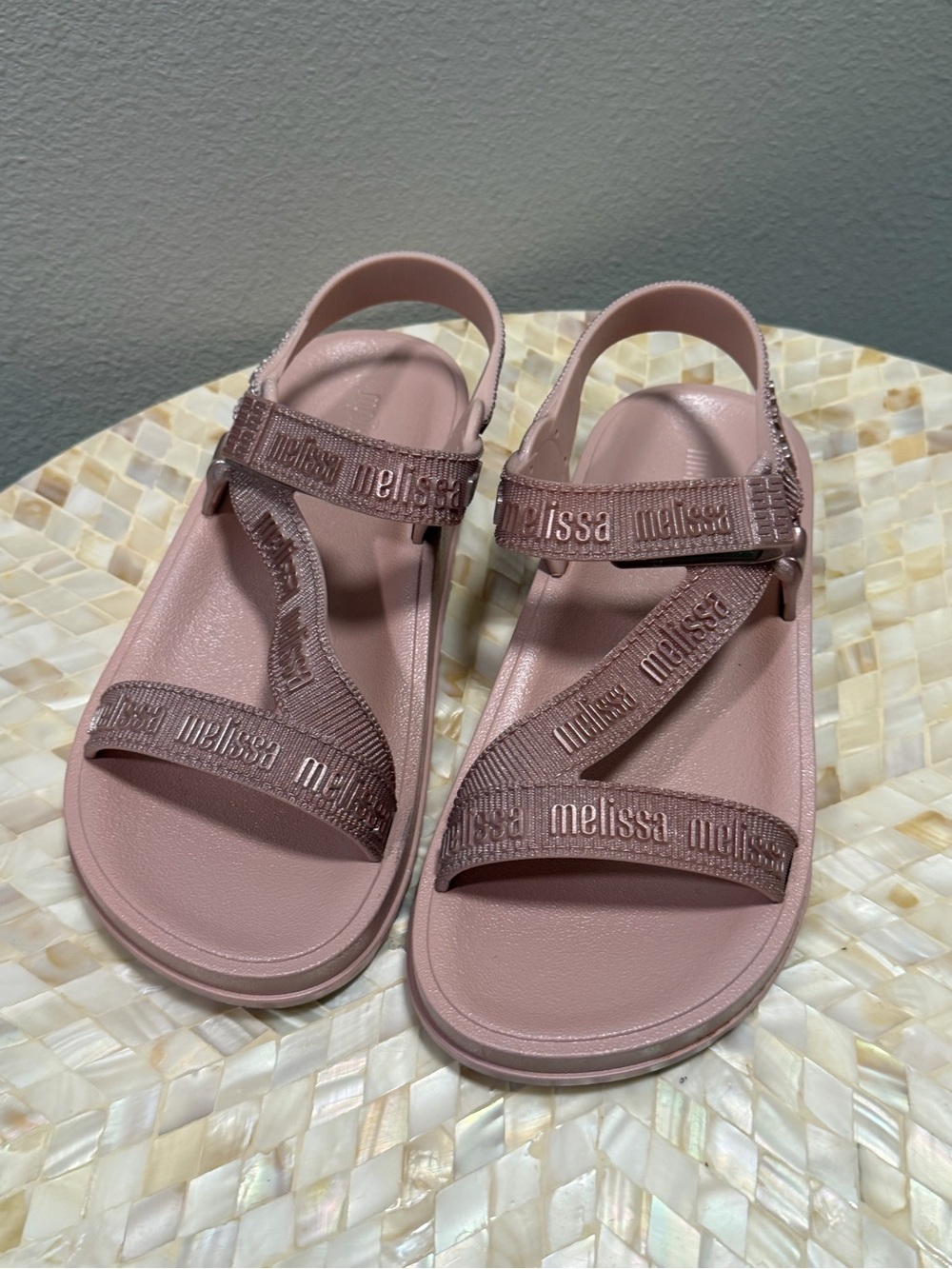 Melissa Blush Pink Logo Strap Sandals for Women